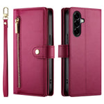 Portafoglio con cerniera e nove scomparti per carte di credito, custodia in pelle per telefono, For Samsung Galaxy A57 5G, For Samsung Galaxy A37 5G, For Galaxy A27 5G, For Samsung Galaxy A26 5G / A16 / A17 4G