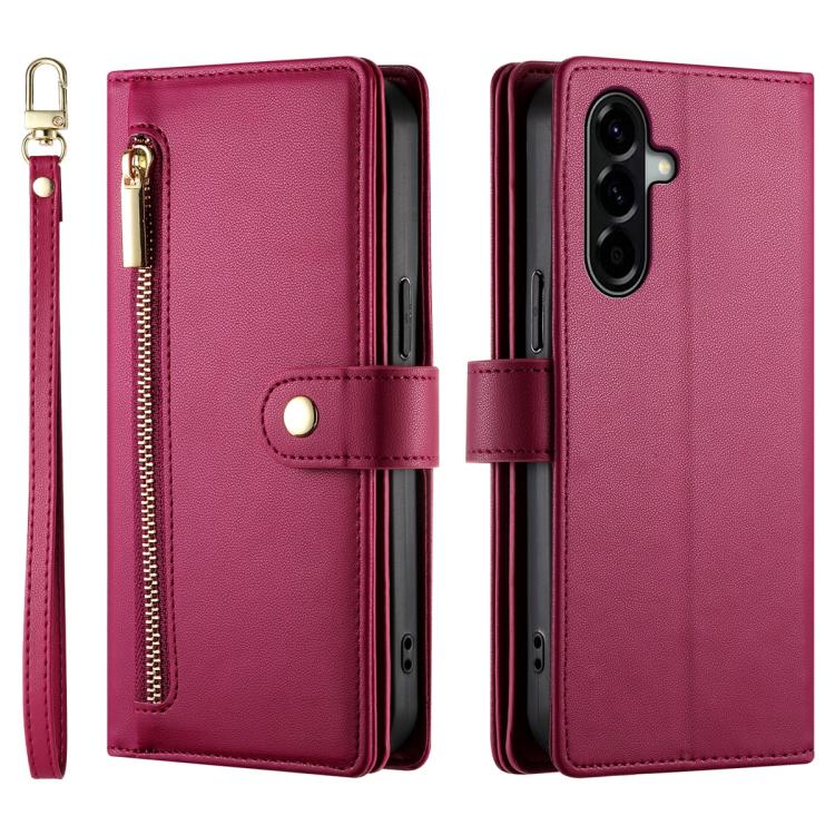 Portafoglio con cerniera e nove scomparti per carte di credito, custodia in pelle per telefono, For Samsung Galaxy A57 5G, For Samsung Galaxy A37 5G, For Galaxy A27 5G, For Samsung Galaxy A26 5G / A16 / A17 4G
