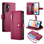 Portafoglio con cerniera e nove scomparti per carte di credito, custodia in pelle per telefono, For Samsung Galaxy A57 5G, For Samsung Galaxy A37 5G, For Galaxy A27 5G, For Samsung Galaxy A26 5G / A16 / A17 4G