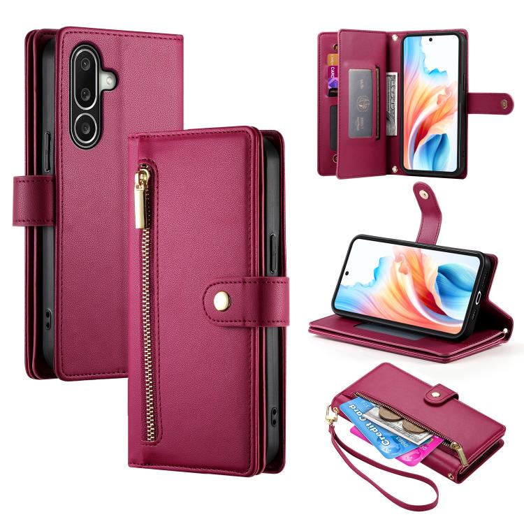 Portafoglio con cerniera e nove scomparti per carte di credito, custodia in pelle per telefono, For Samsung Galaxy A57 5G, For Samsung Galaxy A37 5G, For Galaxy A27 5G, For Samsung Galaxy A26 5G / A16 / A17 4G
