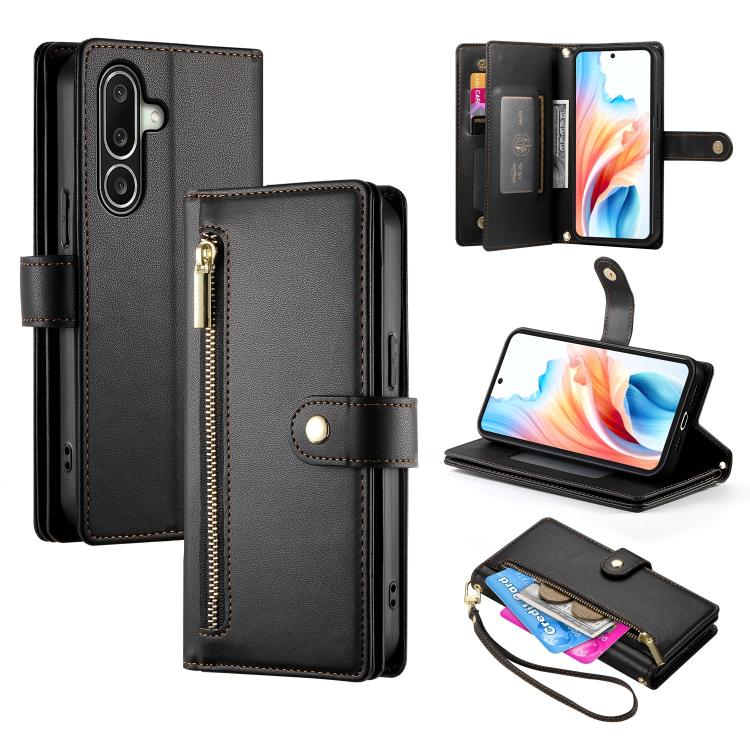 Portafoglio con cerniera e nove scomparti per carte di credito, custodia in pelle per telefono, For Samsung Galaxy A57 5G, For Samsung Galaxy A37 5G, For Galaxy A27 5G, For Samsung Galaxy A26 5G / A16 / A17 4G