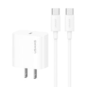 Set caricabatterie a ricarica rapida USAMS CC228 da 20 W, USB-C / Type-C to USB-C / Type-C, USB-C / Type-C to 8 Pin