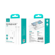Set caricabatterie a ricarica rapida USAMS CC228 da 20 W, USB-C / Type-C to USB-C / Type-C, USB-C / Type-C to 8 Pin