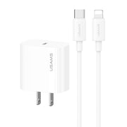 Set caricabatterie a ricarica rapida USAMS CC228 da 20 W, USB-C / Type-C to USB-C / Type-C, USB-C / Type-C to 8 Pin