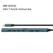 Stazione di docking HUB Onten UC972C 7 in 1 USB-C/Tipo-C a USB3.0 + USB2.0x2 + Tipo-Cx4, UC972C