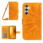 Custodia per telefono in pelle con stampa a forma di fiore di sole e cordino, For Samsung Galaxy A36 5G, For Samsung Galaxy A16 5G