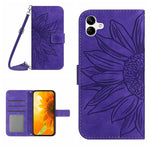 Custodia per telefono in pelle con stampa a forma di fiore di sole e cordino, For Samsung Galaxy A06 4G
