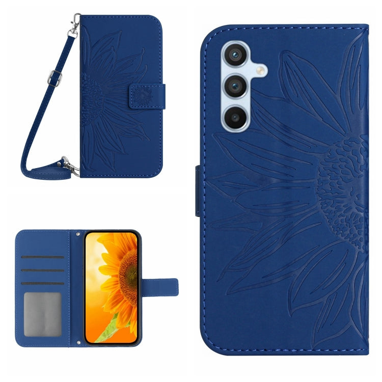 Custodia per telefono in pelle con stampa a forma di fiore di sole e cordino, For Samsung Galaxy A36 5G, For Samsung Galaxy A16 5G