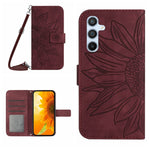 Custodia per telefono in pelle con stampa a forma di fiore di sole e cordino, For Samsung Galaxy A36 5G, For Samsung Galaxy A16 5G