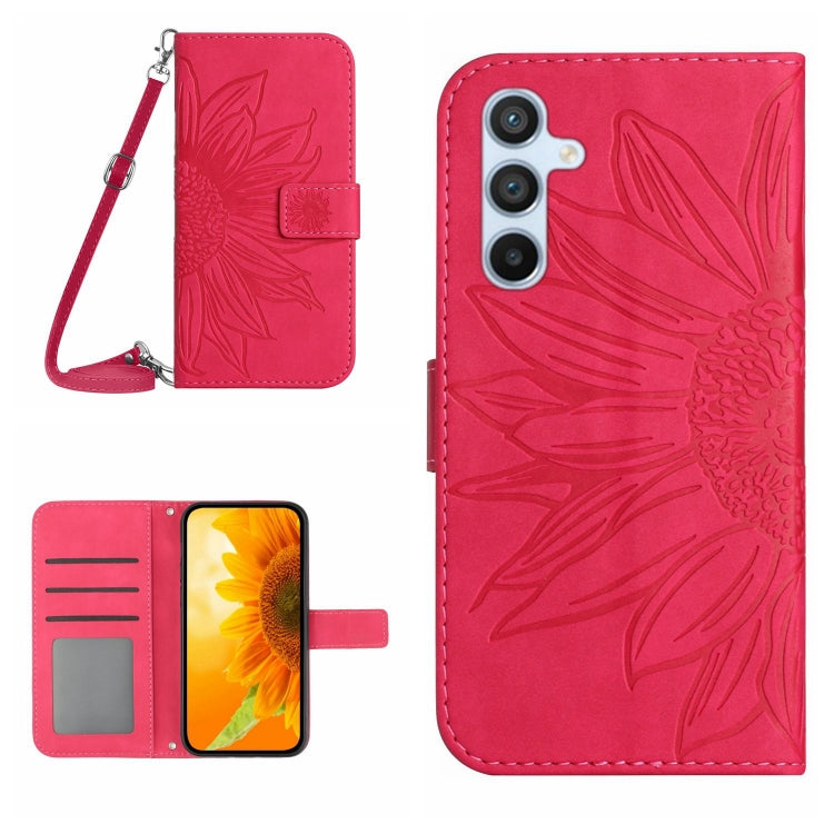 Custodia per telefono in pelle con stampa a forma di fiore di sole e cordino, For Samsung Galaxy A56 5G, For Samsung Galaxy A26 5G