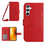 Custodia per telefono in pelle con stampa a forma di fiore di sole e cordino, For Samsung Galaxy A17 5G, For Samsung Galaxy A06 5G