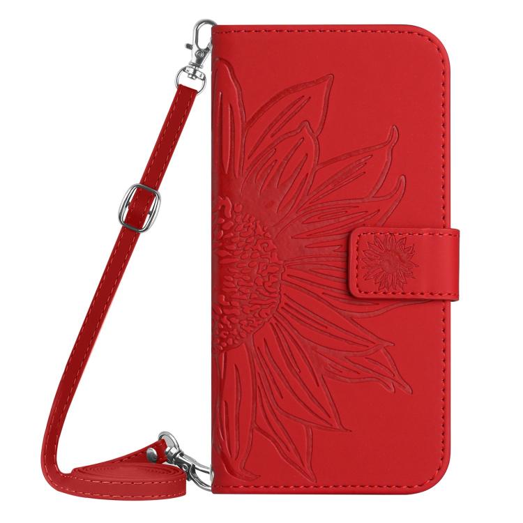 Custodia per telefono in pelle con stampa a forma di fiore di sole e cordino, For Samsung Galaxy A17 5G, For Samsung Galaxy A06 5G