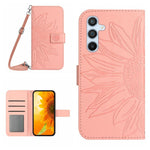 Custodia per telefono in pelle con stampa a forma di fiore di sole e cordino, For Samsung Galaxy A17 5G, For Samsung Galaxy A06 5G