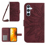 Custodia per telefono in pelle con stampa a forma di fiore di sole e cordino, For Samsung Galaxy A17 5G, For Samsung Galaxy A06 5G