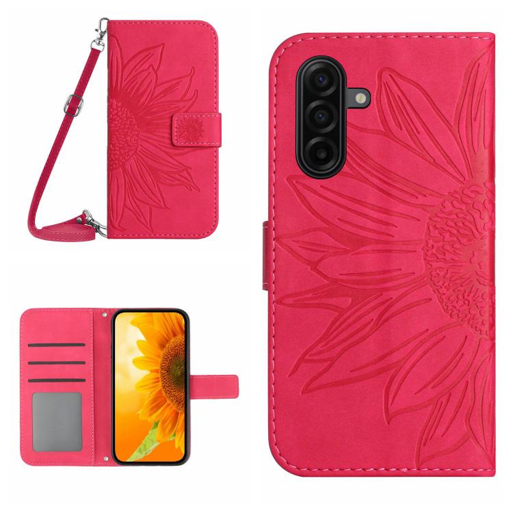 Custodia per telefono in pelle con stampa a forma di fiore di sole e cordino, For Samsung Galaxy A57 5G, For Samsung Galaxy A37 5G