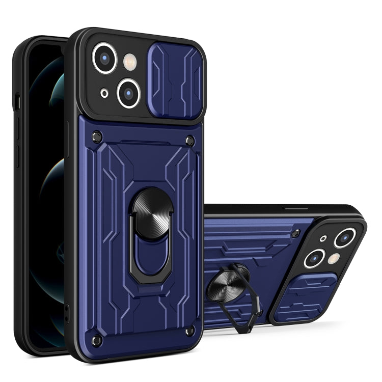 Custodia per telefono scorrevole Camshield TPU+PC con slot per schede, For iPhone 15 Plus, For iPhone 15