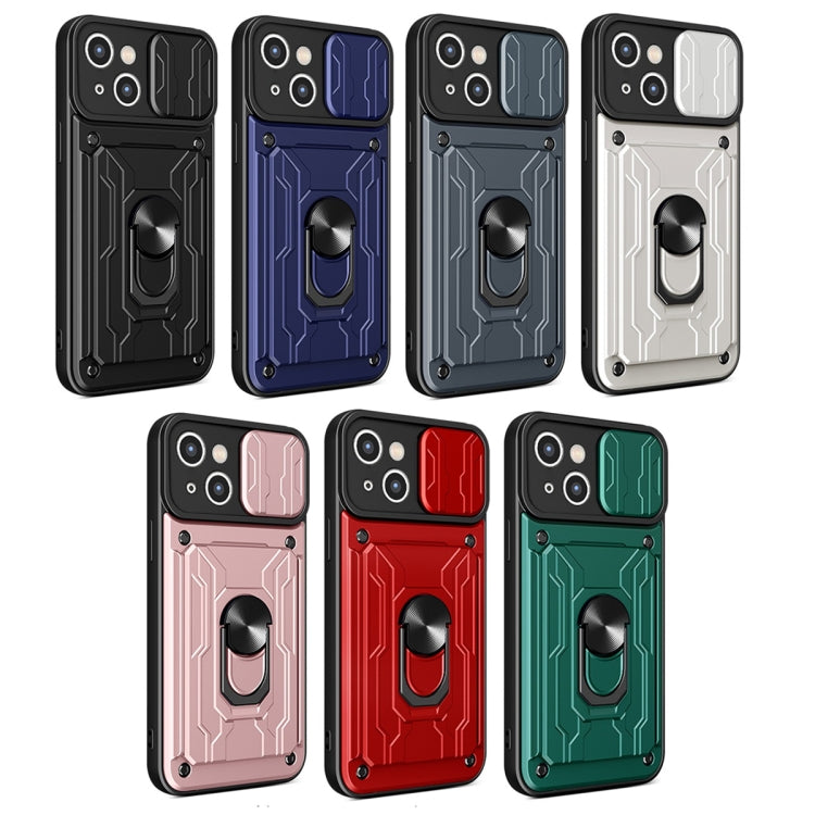 Custodia per telefono scorrevole Camshield TPU+PC con slot per schede, For iPhone 15 Plus, For iPhone 15