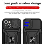 Custodia per telefono scorrevole Camshield TPU+PC con slot per schede, For iPhone 15 Plus, For iPhone 15