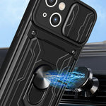 Custodia per telefono scorrevole Camshield TPU+PC con slot per schede, For iPhone 15 Plus, For iPhone 15