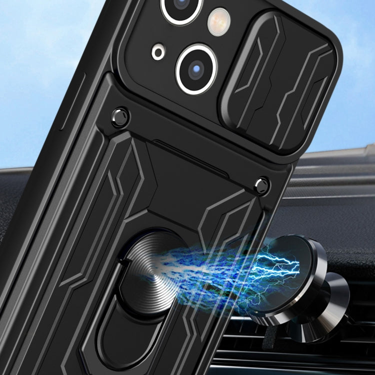 Custodia per telefono scorrevole Camshield TPU+PC con slot per schede, For iPhone 15 Plus, For iPhone 15