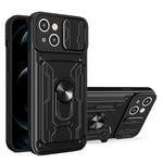 Custodia per telefono scorrevole Camshield TPU+PC con slot per schede, For iPhone 15 Plus, For iPhone 15