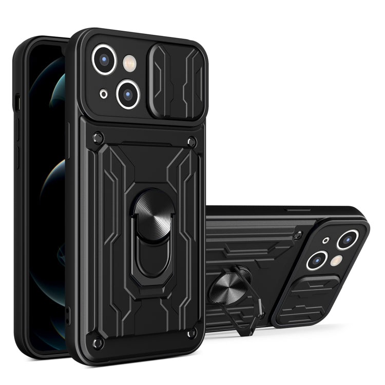 Custodia per telefono scorrevole Camshield TPU+PC con slot per schede, For iPhone 15 Plus, For iPhone 15
