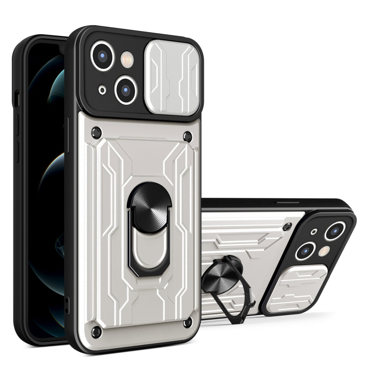 Custodia per telefono scorrevole Camshield TPU+PC con slot per schede, For iPhone 15 Plus, For iPhone 15