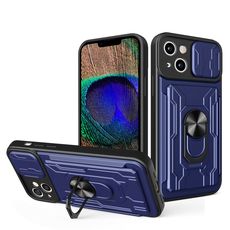 Custodia per telefono scorrevole Camshield TPU+PC con slot per schede, For iPhone 15 Plus, For iPhone 15