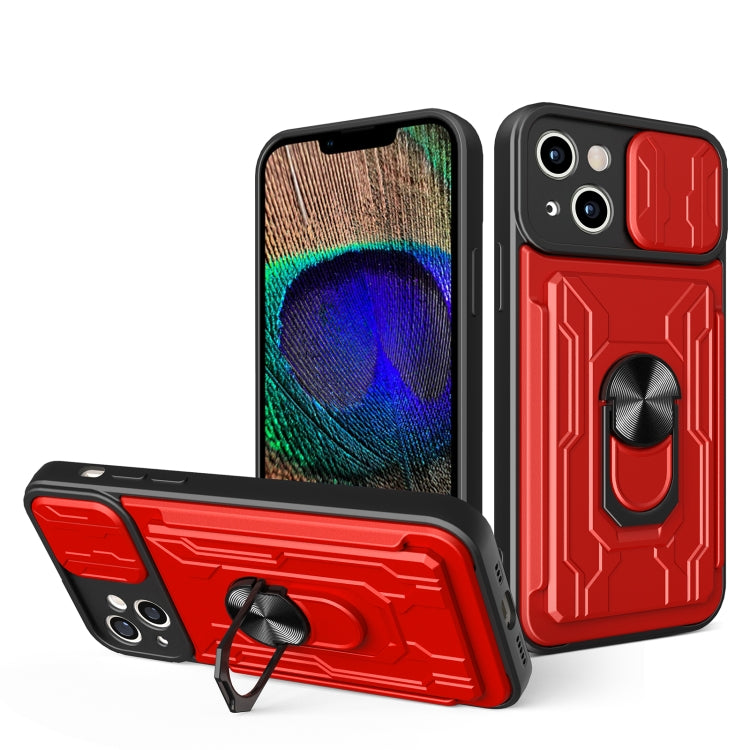 Custodia per telefono scorrevole Camshield TPU+PC con slot per schede, For iPhone 15 Plus, For iPhone 15