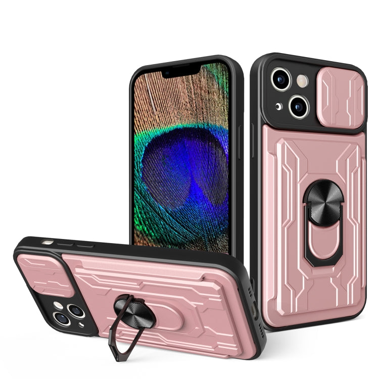 Custodia per telefono scorrevole Camshield TPU+PC con slot per schede, For iPhone 15 Plus, For iPhone 15