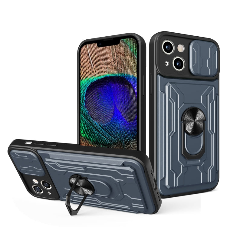 Custodia per telefono scorrevole Camshield TPU+PC con slot per schede, For iPhone 15 Plus, For iPhone 15