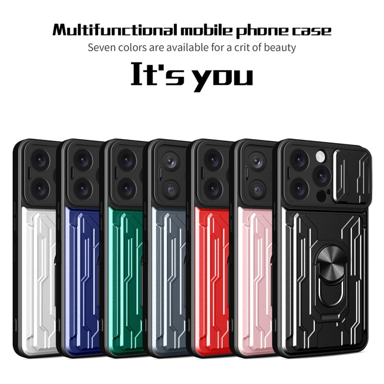 Custodia per telefono scorrevole Camshield TPU+PC con slot per schede, For iPhone 16 Pro Max, For iPhone 16 Pro, For iPhone 16 Plus