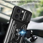 Custodia per telefono scorrevole Camshield TPU+PC con slot per schede, For iPhone 16 Pro Max, For iPhone 16 Pro, For iPhone 16 Plus