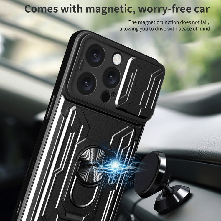 Custodia per telefono scorrevole Camshield TPU+PC con slot per schede, For iPhone 16 Pro Max, For iPhone 16 Pro, For iPhone 16 Plus