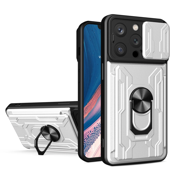 Custodia per telefono scorrevole Camshield TPU+PC con slot per schede, For iPhone 16 Pro Max, For iPhone 16 Pro, For iPhone 16 Plus