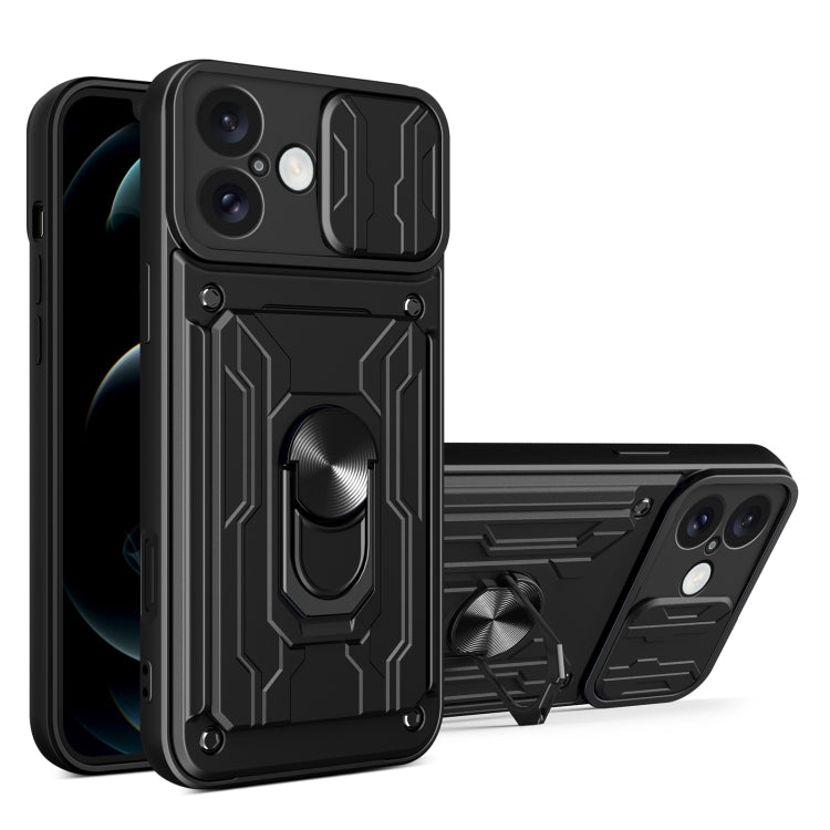 Custodia per telefono scorrevole Camshield TPU+PC con slot per schede, For iPhone 16 Pro Max, For iPhone 16 Pro, For iPhone 16 Plus