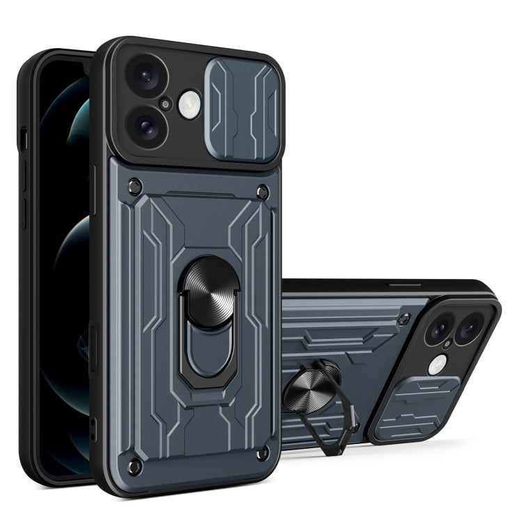 Custodia per telefono scorrevole Camshield TPU+PC con slot per schede, For iPhone 16 Pro Max, For iPhone 16 Pro, For iPhone 16 Plus