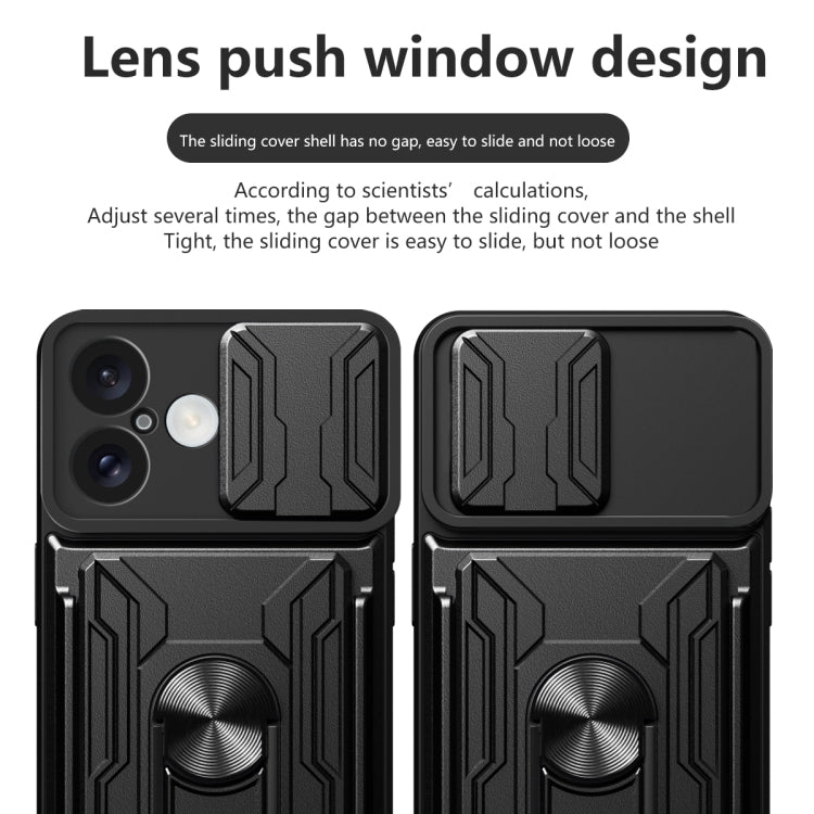 Custodia per telefono scorrevole Camshield TPU+PC con slot per schede, For iPhone 16, For iPhone 15 Pro Max, For iPhone 15 Pro