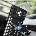 Custodia per telefono scorrevole Camshield TPU+PC con slot per schede, For iPhone 16, For iPhone 15 Pro Max, For iPhone 15 Pro