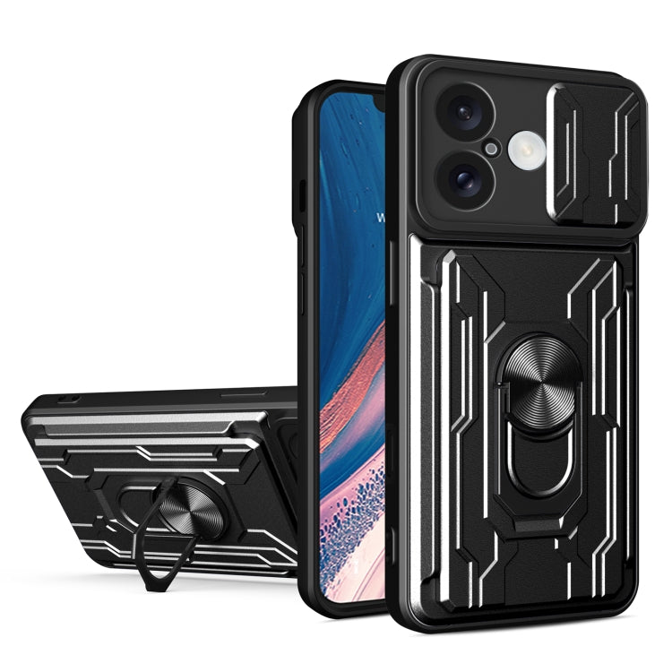 Custodia per telefono scorrevole Camshield TPU+PC con slot per schede, For iPhone 16, For iPhone 15 Pro Max, For iPhone 15 Pro