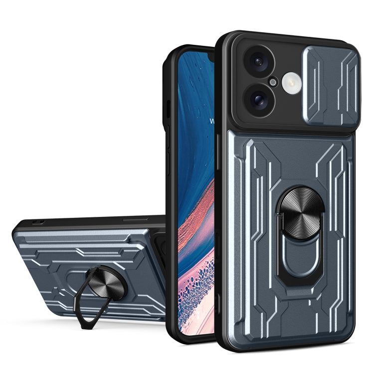 Custodia per telefono scorrevole Camshield TPU+PC con slot per schede, For iPhone 16, For iPhone 15 Pro Max, For iPhone 15 Pro
