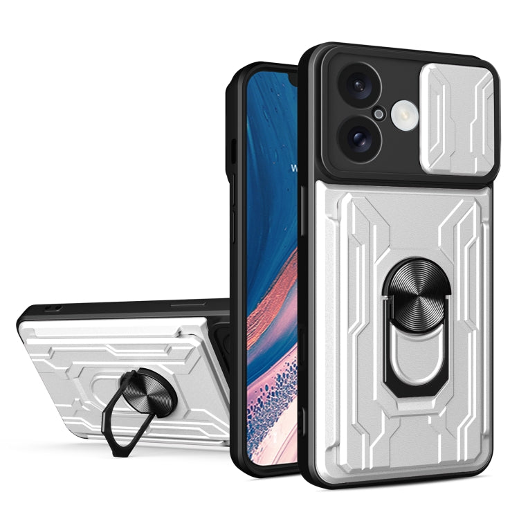 Custodia per telefono scorrevole Camshield TPU+PC con slot per schede, For iPhone 16, For iPhone 15 Pro Max, For iPhone 15 Pro