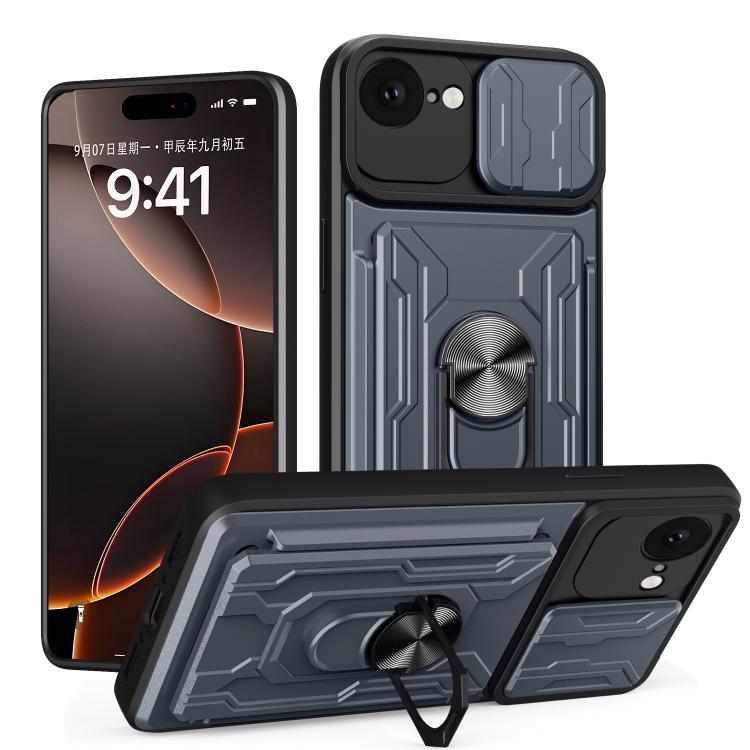 Custodia per telefono scorrevole Camshield TPU+PC con slot per schede, For iPhone 18 Pro, For iPhone 18 Pro Max, For iPhone 17e / 16e