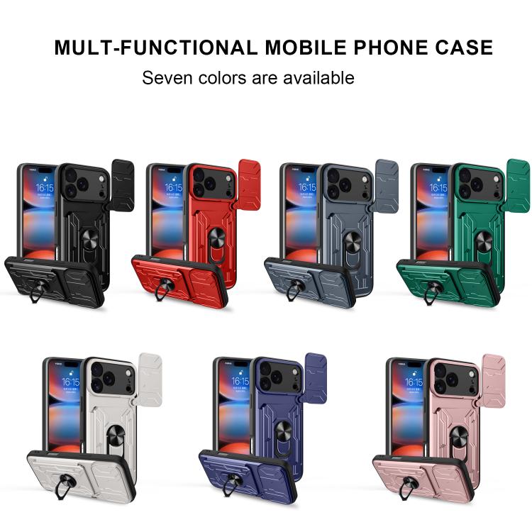 Custodia per telefono scorrevole Camshield TPU+PC con slot per schede, For iPhone 17 Pro Max, For iPhone 17 Pro, For iPhone 17