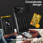 Custodia per telefono scorrevole Camshield TPU+PC con slot per schede, For iPhone 17 Pro Max, For iPhone 17 Pro, For iPhone 17