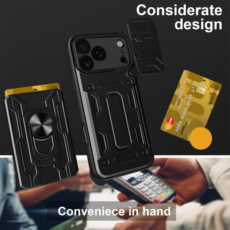 Custodia per telefono scorrevole Camshield TPU+PC con slot per schede, For iPhone 17 Pro Max, For iPhone 17 Pro, For iPhone 17