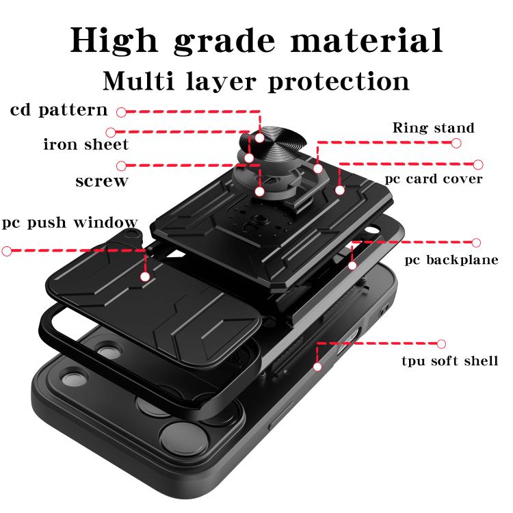 Custodia per telefono scorrevole Camshield TPU+PC con slot per schede, For iPhone 17 Pro Max, For iPhone 17 Pro, For iPhone 17