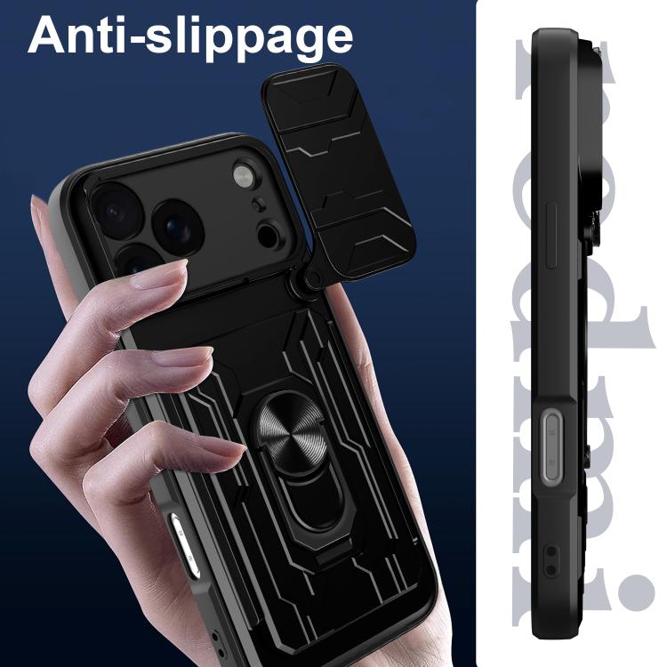 Custodia per telefono scorrevole Camshield TPU+PC con slot per schede, For iPhone 17 Pro Max, For iPhone 17 Pro, For iPhone 17
