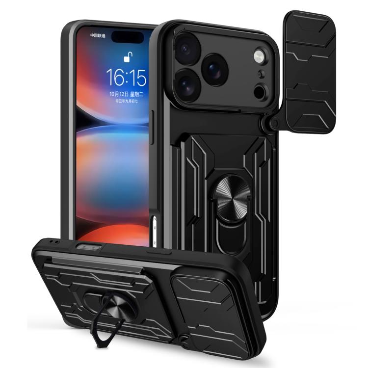 Custodia per telefono scorrevole Camshield TPU+PC con slot per schede, For iPhone 17 Pro Max, For iPhone 17 Pro, For iPhone 17