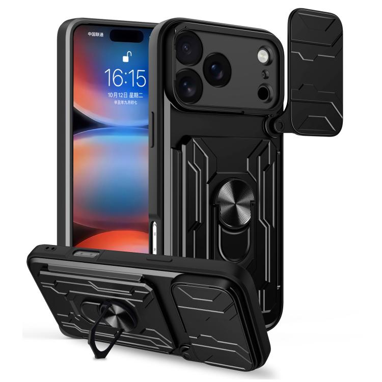 Custodia per telefono scorrevole Camshield TPU+PC con slot per schede, For iPhone 18 Pro, For iPhone 18 Pro Max, For iPhone 17e / 16e
